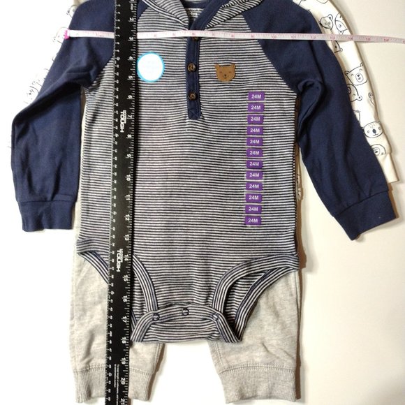 Carter's Baby boy 3-piece set, size 24 months, Blue, white and grey teddy bear - Picture 1 of 9